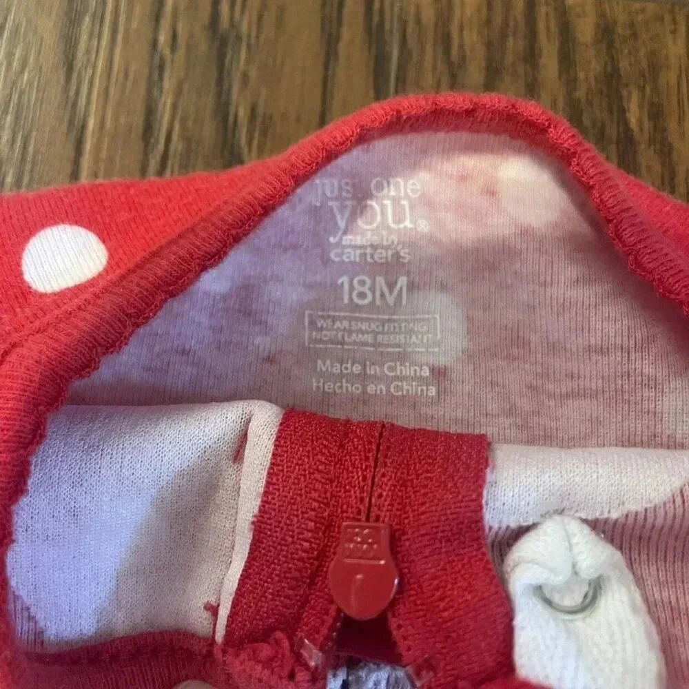 Carter's Christmas Santa Polka Dot Footed Pajamas, 18 Months